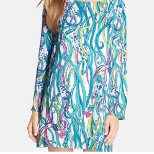 Lilly Pulitzer Blue and White Long Sleeve Sheath Dress Colette tunic